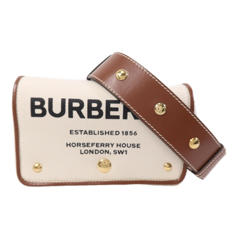 BURBERRY 帆布Horseferry金扣肩背袋-1