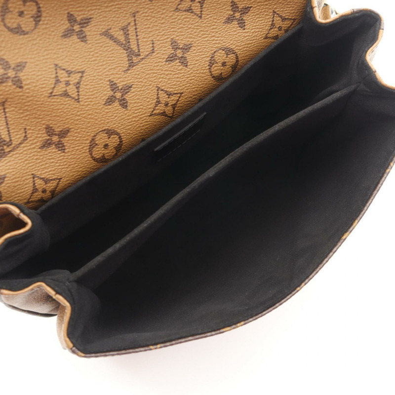 路易威登 Metis MM Pochette 手提包，塗層帆布和皮革，Monogram Reverse 反面圖案，女士款，棕黑色，M44876-2