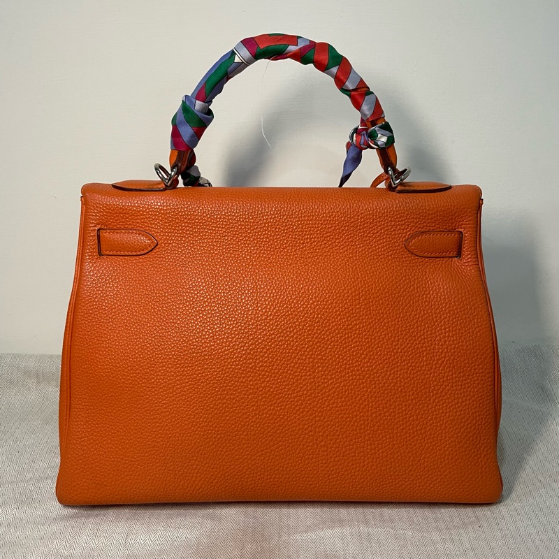 愛馬仕 Hermes Kelly 32 橘色 框K togo皮-1