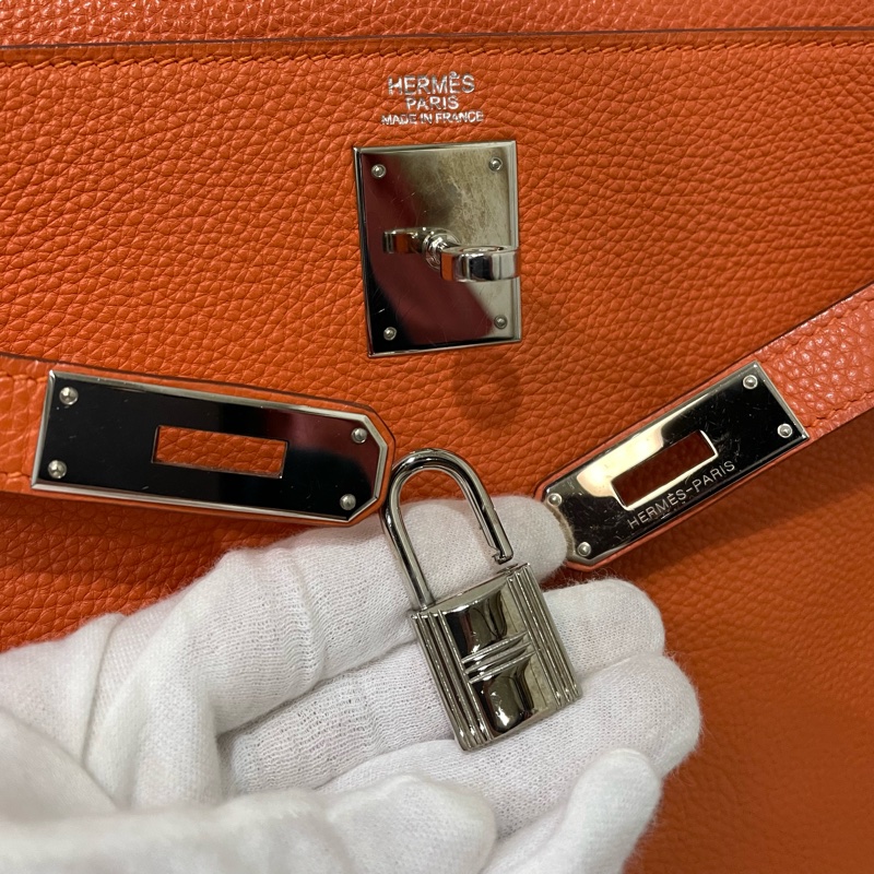 愛馬仕 Hermes Kelly 32 橘色 框K togo皮-4