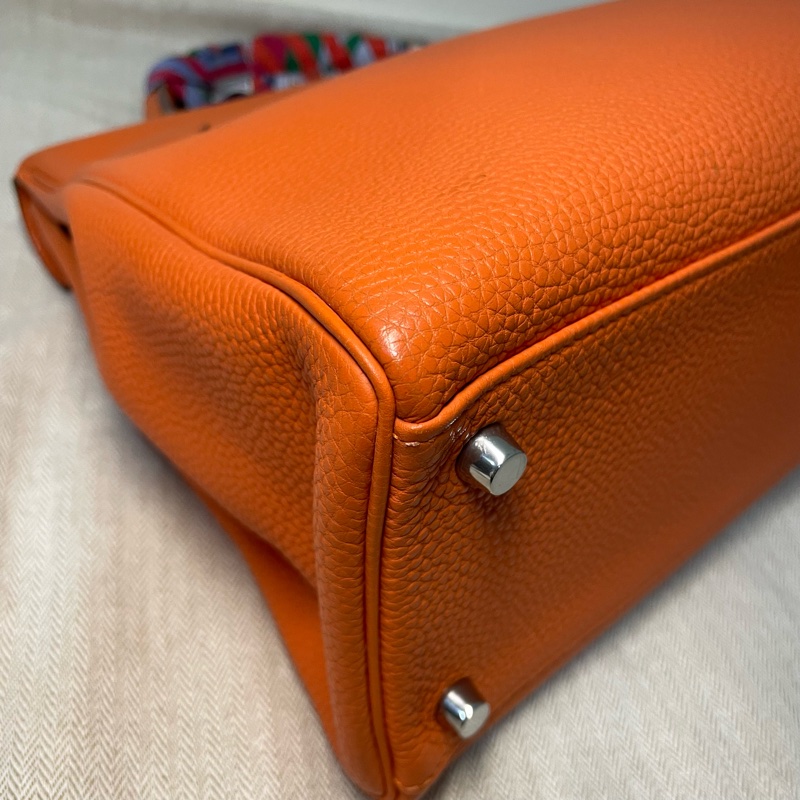 愛馬仕 Hermes Kelly 32 橘色 框K togo皮-9