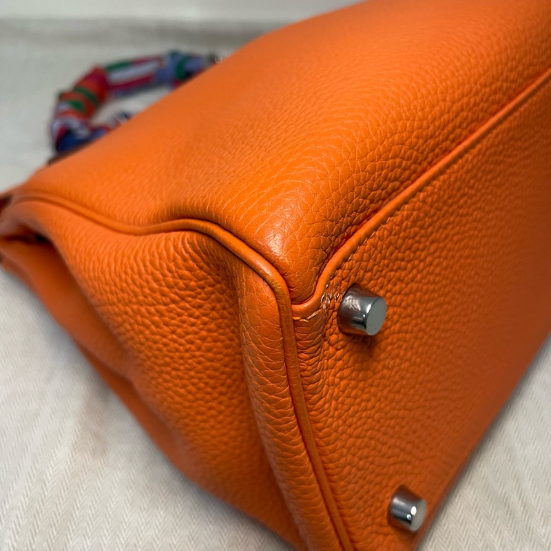 愛馬仕 Hermes Kelly 32 橘色 框K togo皮-11