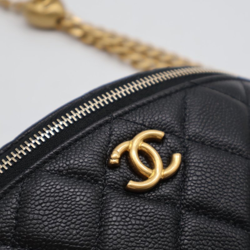 CHANEL 24P愛心調節釦腰包 - 黑金-3