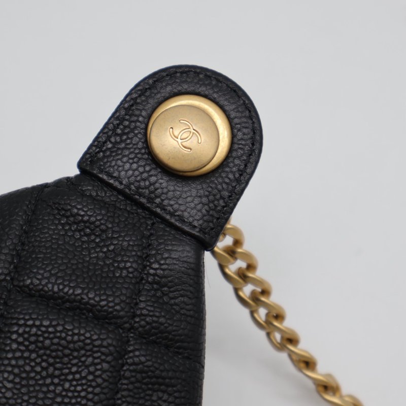 CHANEL 24P愛心調節釦腰包 - 黑金-4