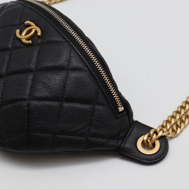 CHANEL 24P愛心調節釦腰包 - 黑金-8