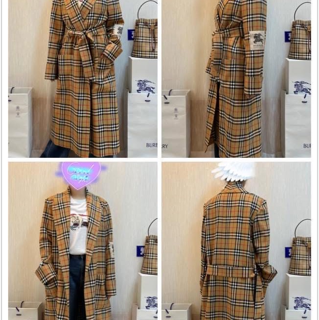 BURBERRY 英國格紋羊毛大衣S-2