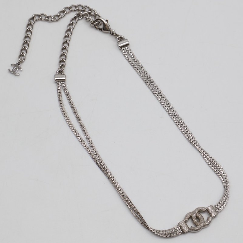 CHANEL 24B雙C蛇骨雙層銀鍊-3