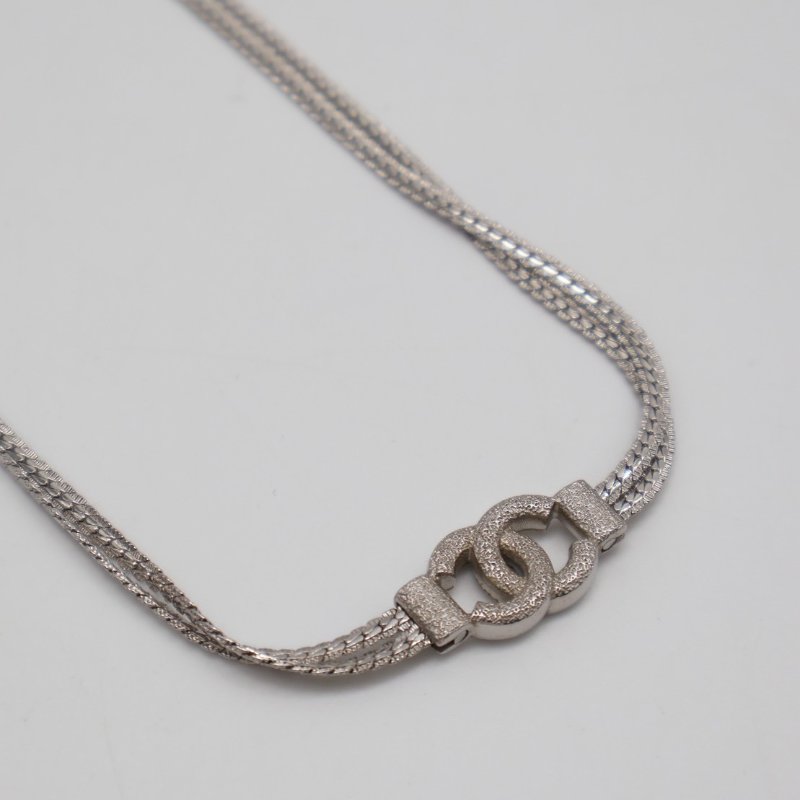 CHANEL 24B雙C蛇骨雙層銀鍊-4
