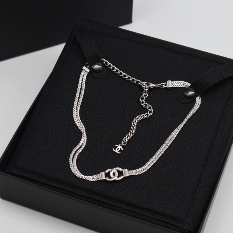 CHANEL 24B雙C蛇骨雙層銀鍊-6