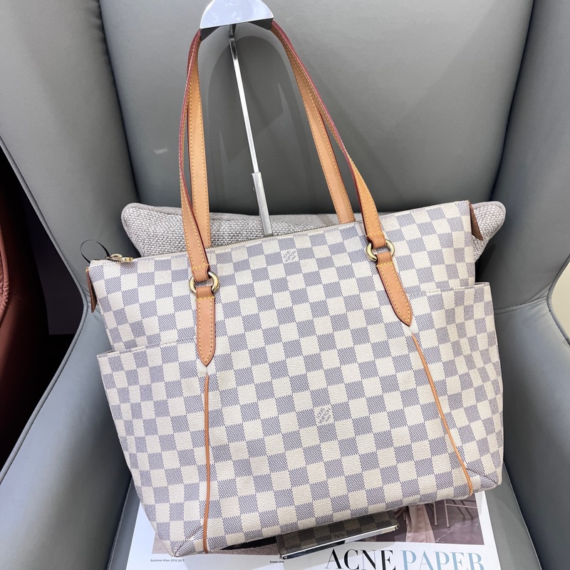 97新LouisVUitton 白棋盤格totally托特奶粉包中號 編碼包 33×29-0