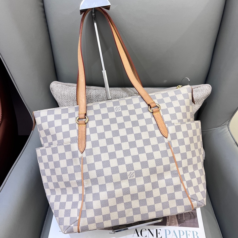 97新LouisVUitton 白棋盤格totally托特奶粉包中號 編碼包 33×29-1