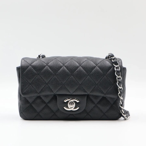 CHANEL 荔枝皮大MINI銀扣
