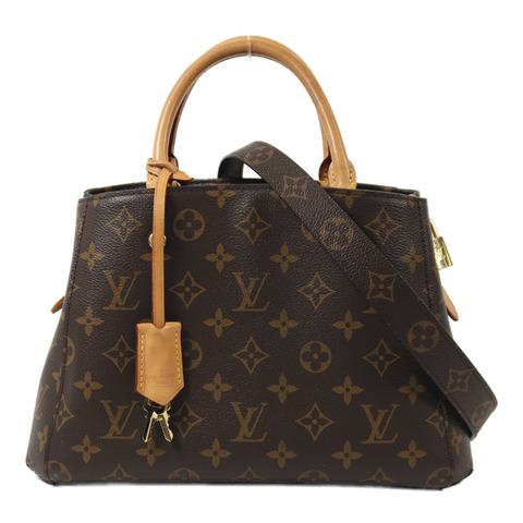 LOUIS VUITTON Monogram Montaigne BB金扣手挽肩背兩用袋棕色