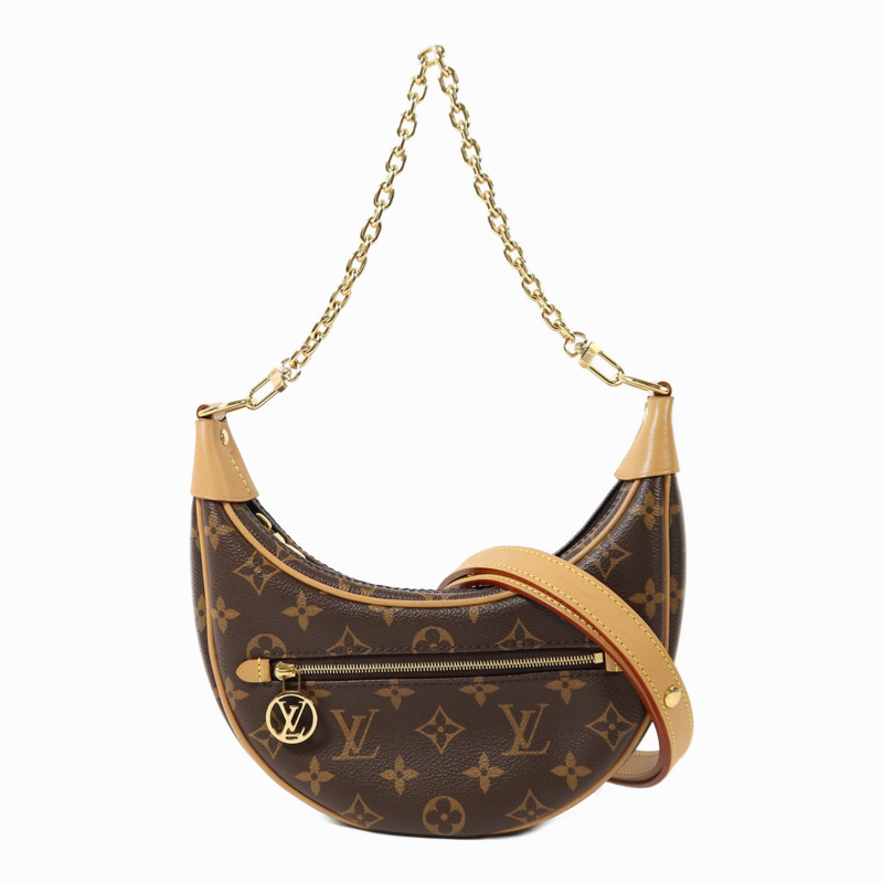 LOUIS VUITTON Monogram Loop金扣肩背袋棕色-0