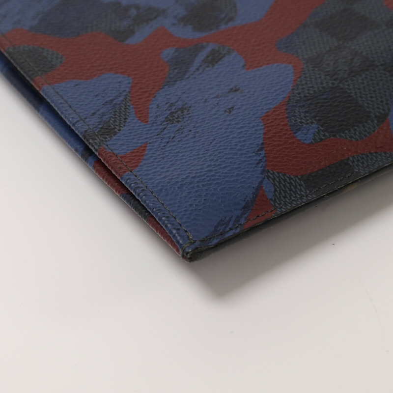 LOUIS VUITTON Damier Graphite Cobalt Camouflage Pochette Jour GM銀扣手拿包-8