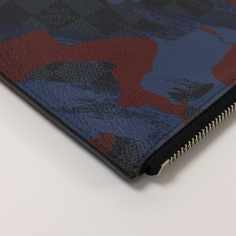 LOUIS VUITTON Damier Graphite Cobalt Camouflage Pochette Jour GM銀扣手拿包-9
