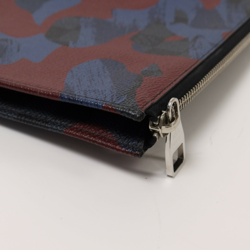 LOUIS VUITTON Damier Graphite Cobalt Camouflage Pochette Jour GM銀扣手拿包-10