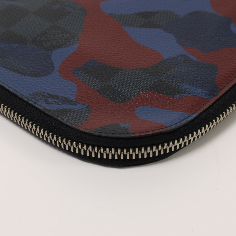 LOUIS VUITTON Damier Graphite Cobalt Camouflage Pochette Jour GM銀扣手拿包-11