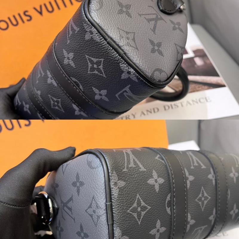 99新  LouisVuitton 路易威登 芯片款 黑花keepallxs 底長21 黑武士 無盒配塵袋-5