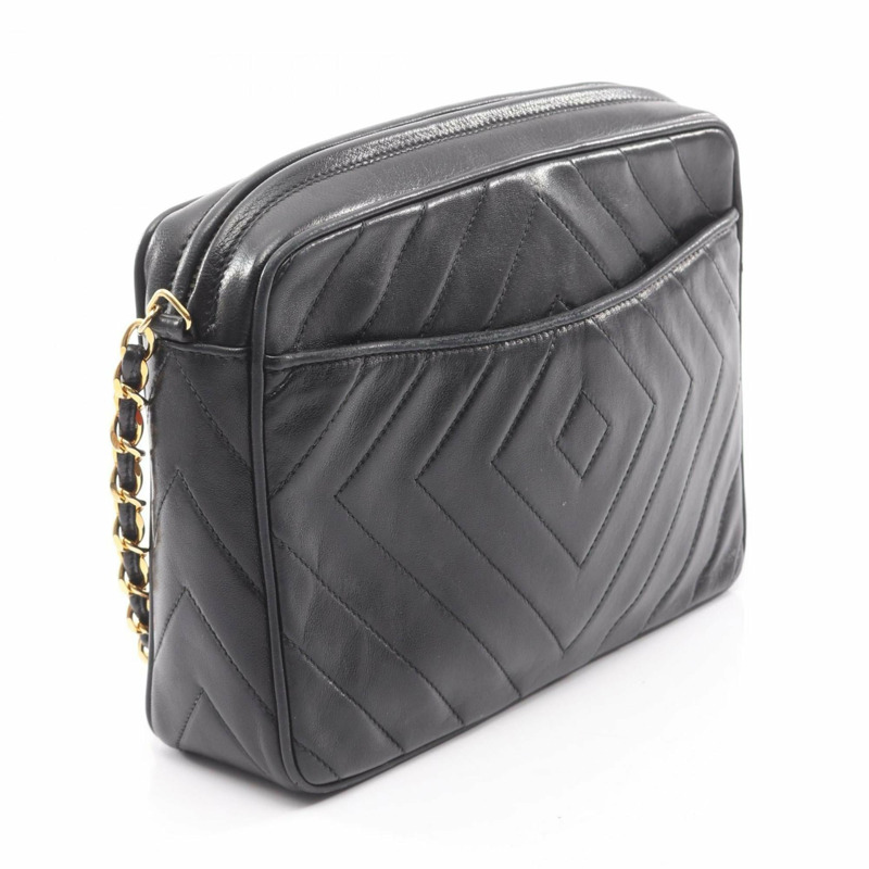 香奈兒 (CHANEL) 菱格紋 Coco Mark 肩背包,羊皮,女士,黑色-1