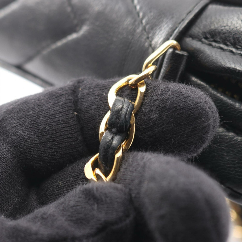 香奈兒 (CHANEL) 菱格紋 Coco Mark 肩背包,羊皮,女士,黑色-10