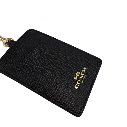 [全新] COACH 經典LOGO素面防刮牛皮證件識別證保護套(黑)-2