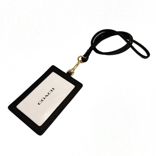 [全新] COACH 經典LOGO素面防刮牛皮證件識別證保護套(黑)-4