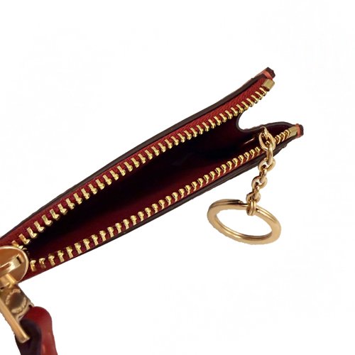 [全新] COACH  C LOGO悠遊卡夾鑰匙零錢包(深咖/紅)-4