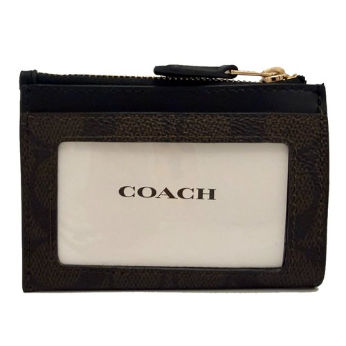 [全新] COACH  C LOGO悠遊卡夾鑰匙零錢包(深咖)-2