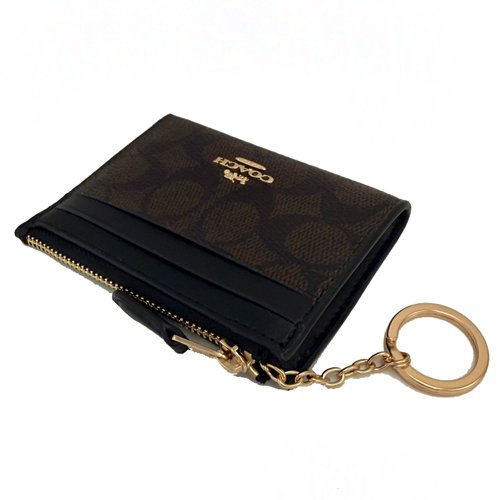 [全新] COACH  C LOGO悠遊卡夾鑰匙零錢包(深咖)-3