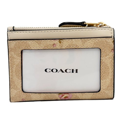[全新] COACH C LOGO悠遊卡夾鑰匙零錢包(米白/玫瑰)-2