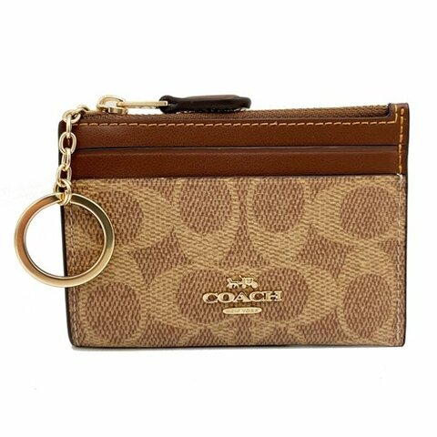 [全新] COACH C LOGO悠遊卡夾鑰匙零錢包(咖)