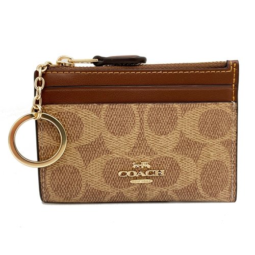 [全新] COACH C LOGO悠遊卡夾鑰匙零錢包(咖)-0