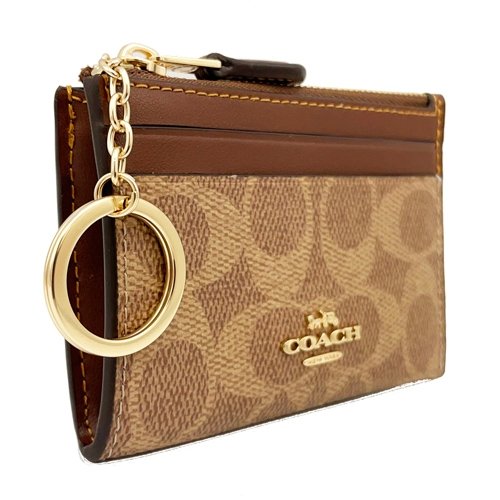 [全新] COACH C LOGO悠遊卡夾鑰匙零錢包(咖)-1