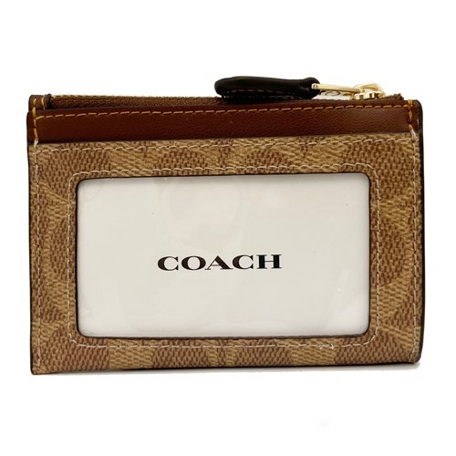 [全新] COACH C LOGO悠遊卡夾鑰匙零錢包(咖)-2