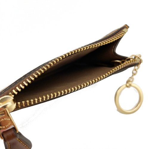 [全新] COACH C LOGO悠遊卡夾鑰匙零錢包(咖)-4