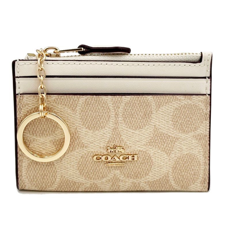 [全新] COACH C LOGO悠遊卡夾鑰匙零錢包(杏仁奶茶)-0