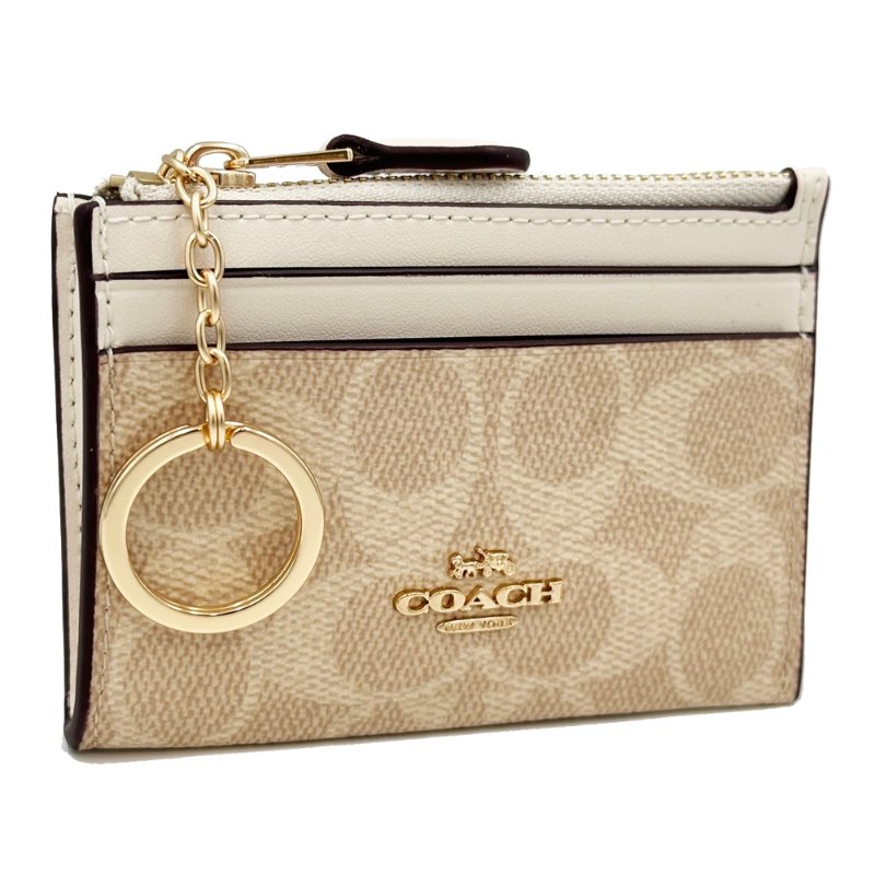 [全新] COACH C LOGO悠遊卡夾鑰匙零錢包(杏仁奶茶)-1