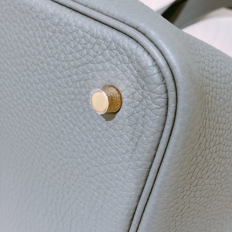 TK1918 愛馬仕菜籃子22 積雨雲灰 手拿包包 Hermes Picotin lock 22 Taurillon Clemence OL Gris Meyer-7