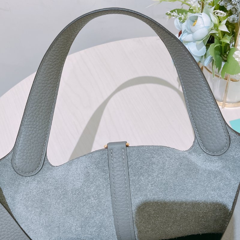 TK1918 愛馬仕菜籃子22 積雨雲灰 手拿包包 Hermes Picotin lock 22 Taurillon Clemence OL Gris Meyer-21