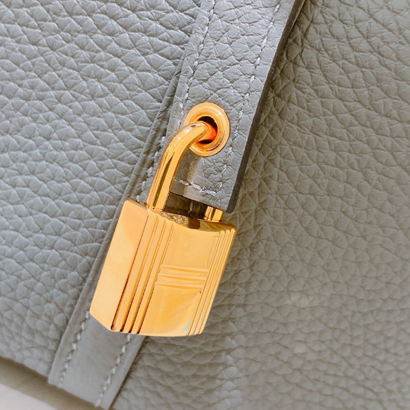 TK1918 愛馬仕菜籃子22 積雨雲灰 手拿包包 Hermes Picotin lock 22 Taurillon Clemence OL Gris Meyer-29