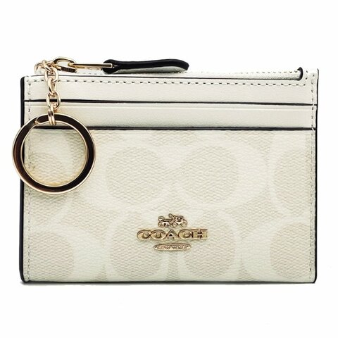 [全新] COACH C LOGO悠遊卡夾鑰匙零錢包(白)