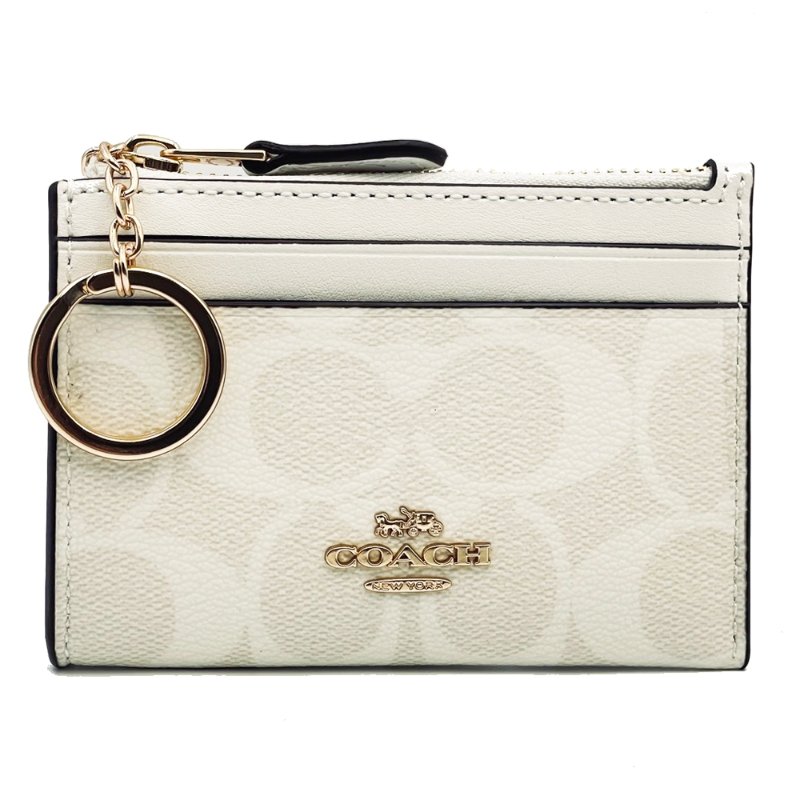 [全新] COACH C LOGO悠遊卡夾鑰匙零錢包(白)-0