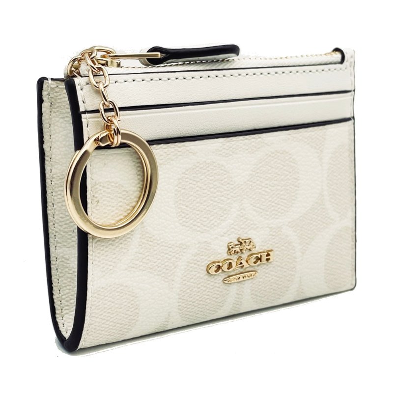 [全新] COACH C LOGO悠遊卡夾鑰匙零錢包(白)-1