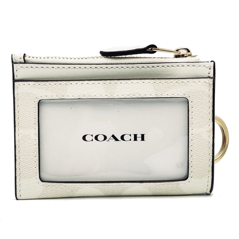 [全新] COACH C LOGO悠遊卡夾鑰匙零錢包(白)-2