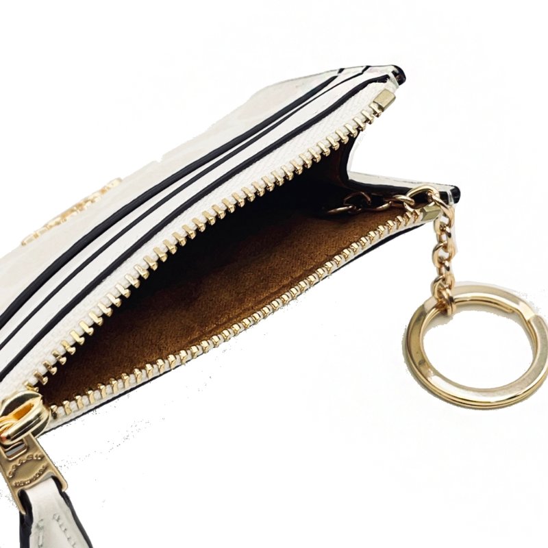 [全新] COACH C LOGO悠遊卡夾鑰匙零錢包(白)-4