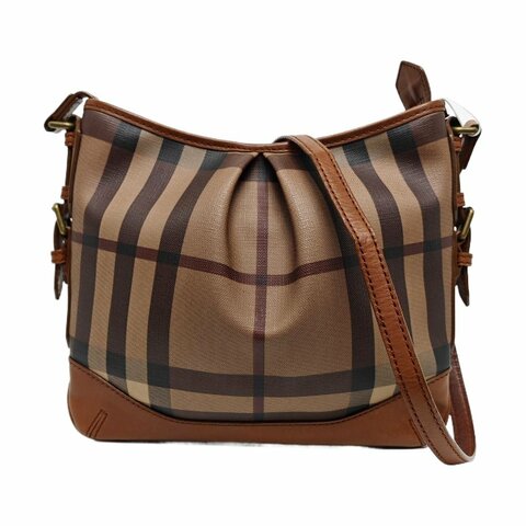 BURBERRY棕色塗層帆布單肩包斜挎包金色五金