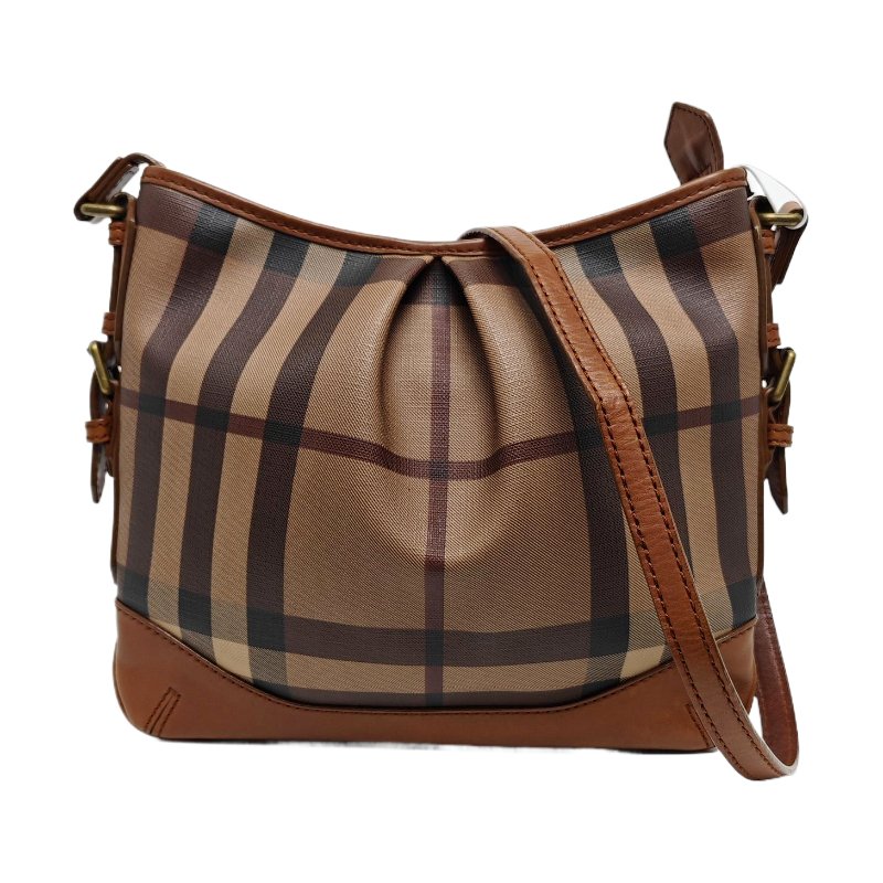 BURBERRY棕色塗層帆布單肩包斜挎包金色五金-0