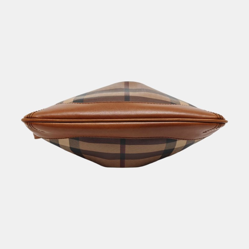 BURBERRY棕色塗層帆布單肩包斜挎包金色五金-5