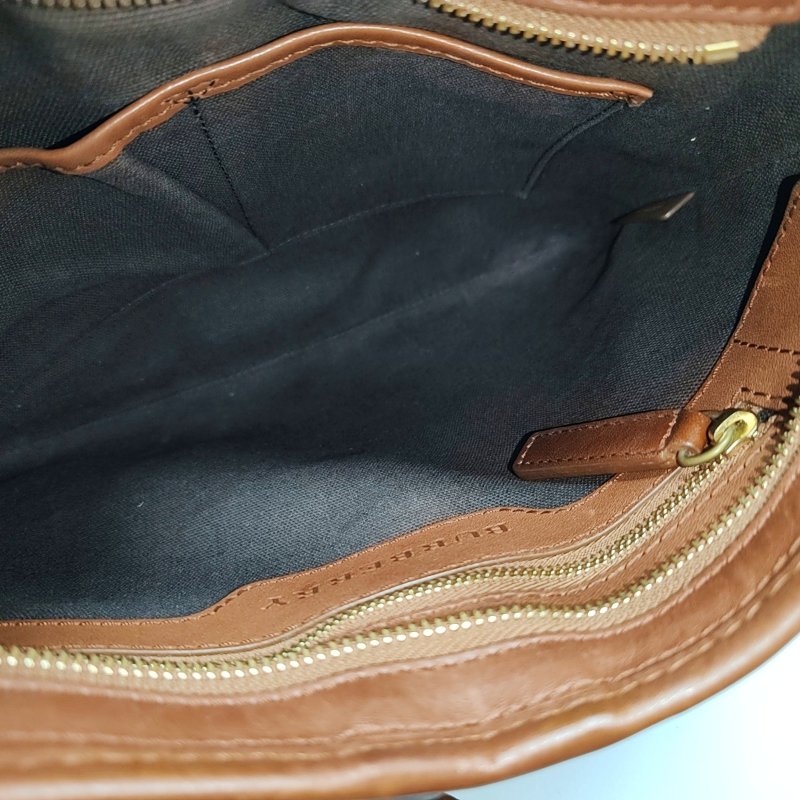 BURBERRY棕色塗層帆布單肩包斜挎包金色五金-6